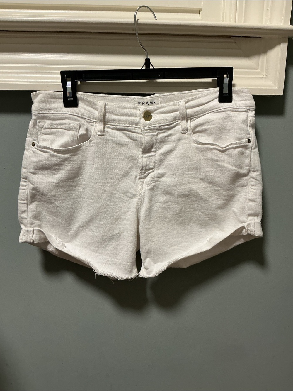 Frame Denim Le Cutoff Size 29 White Raw-Hem Jean Shorts